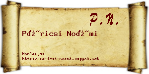 Páricsi Noémi névjegykártya